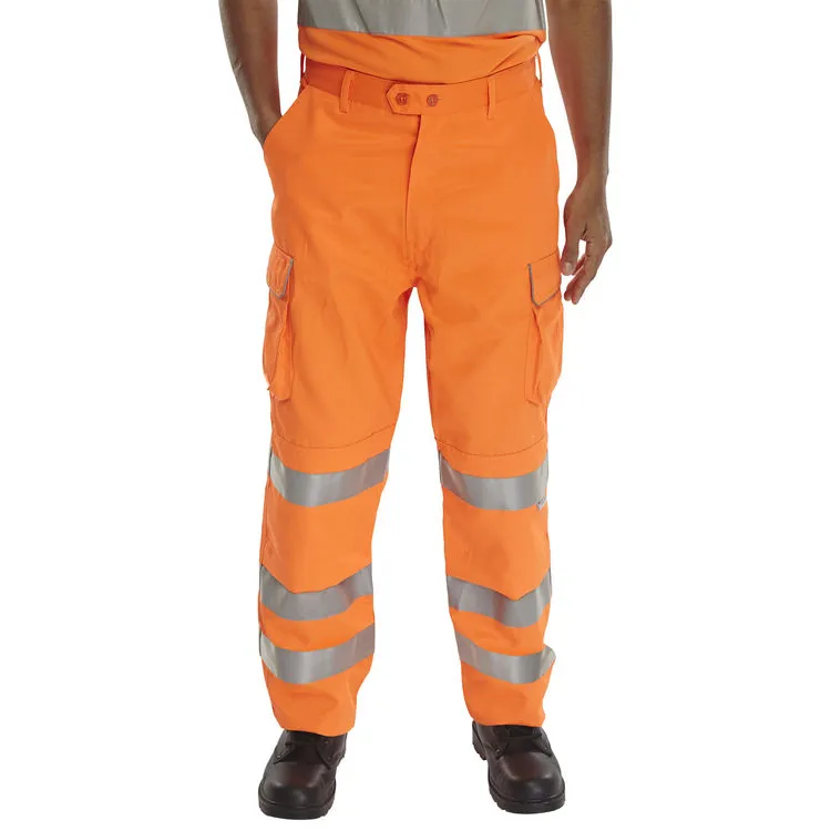 Beeswift Hi-Vis Rail Spec Trousers — Orange